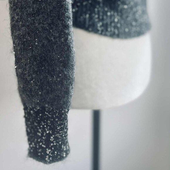 Brunello Cucinelli Heather Charcoal Mohair Wool Blend Sweater w/ Sequins – EU M - Picture 12 of 13